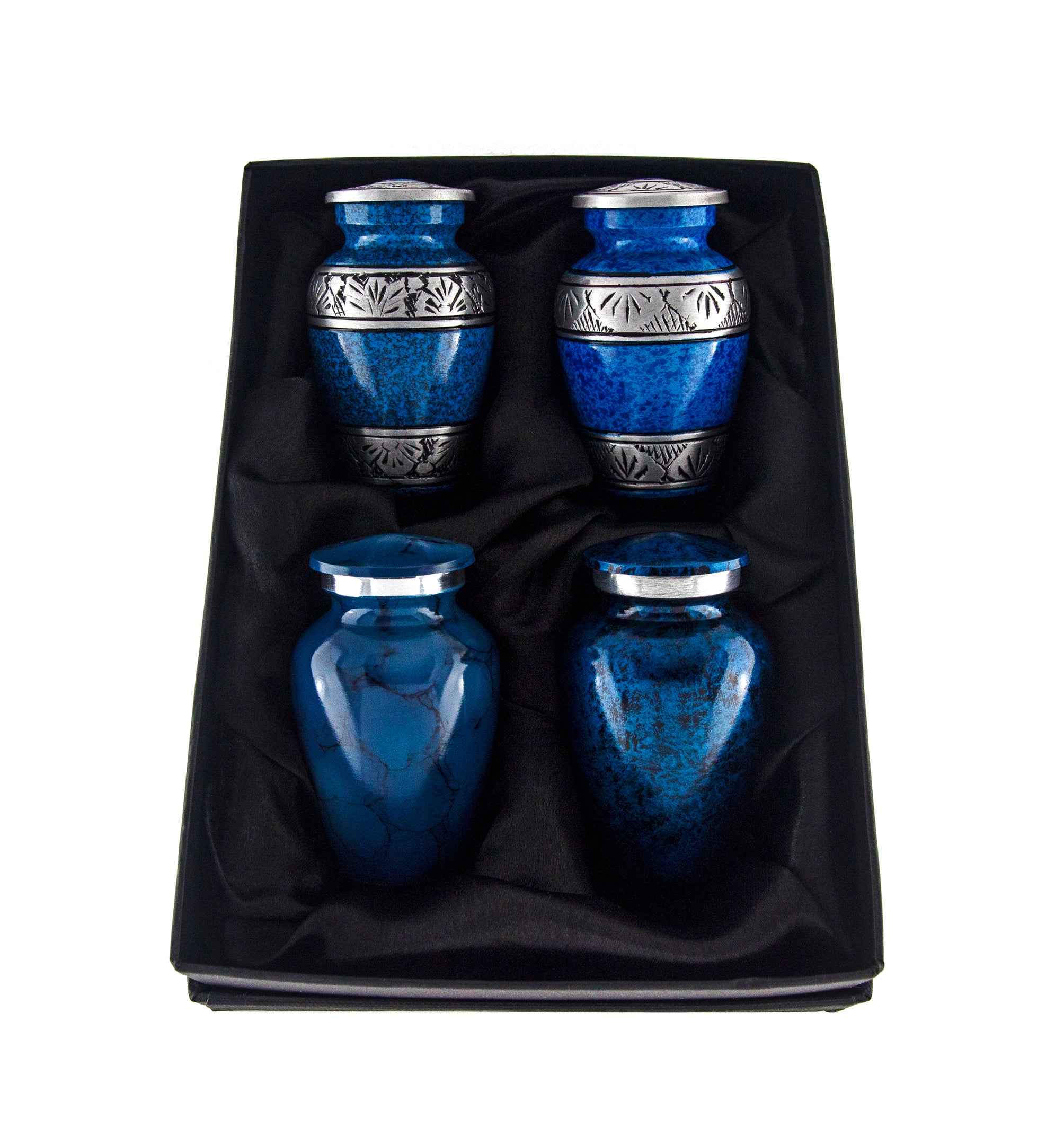 SMALL KEEPSAKE URN COLLECTION - 4 SHADES OF BLUE - SET OF 4
