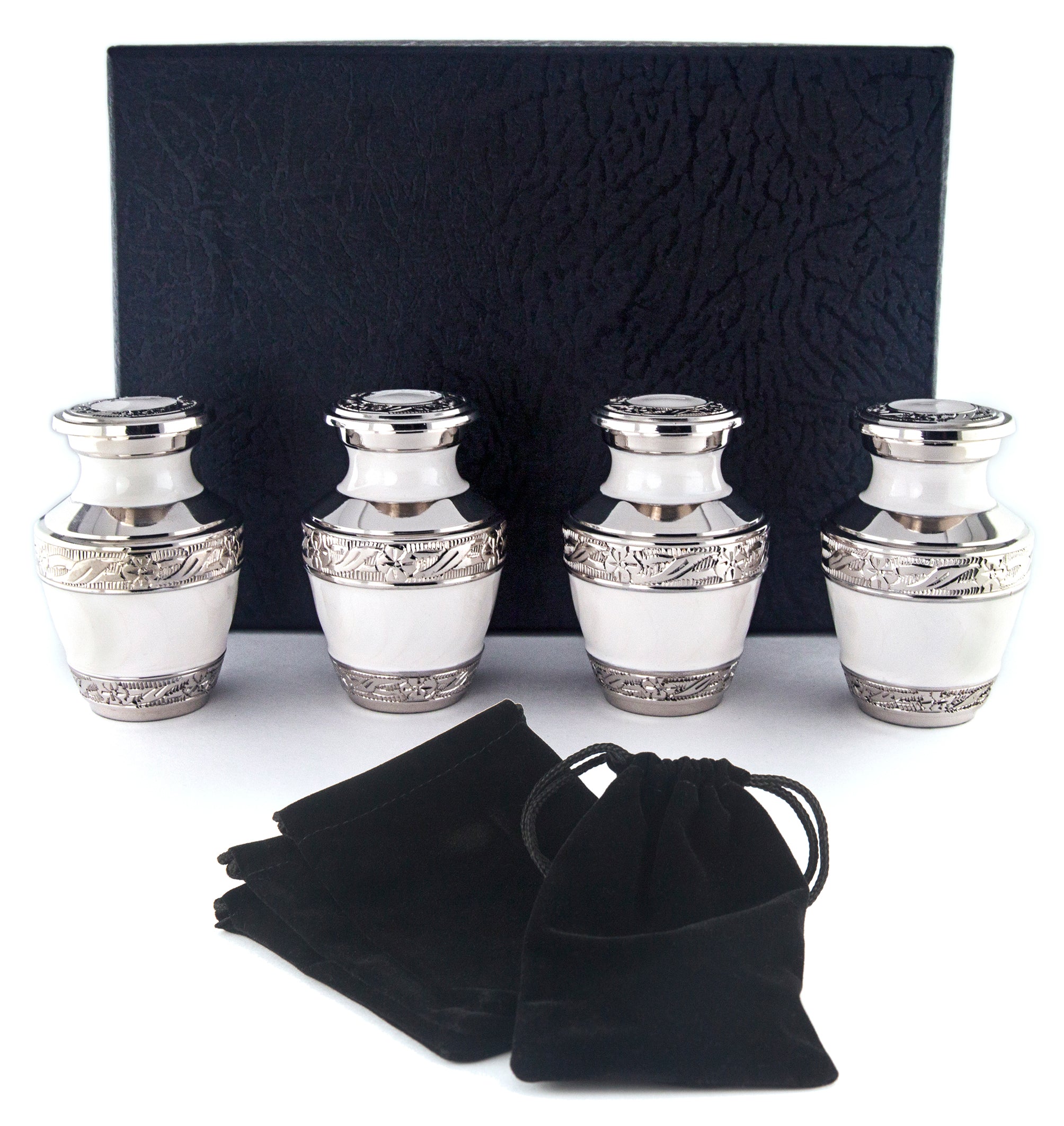 SMALL KEEPSAKE URN COLLECTION - PEARL WHITE - SET OF 4